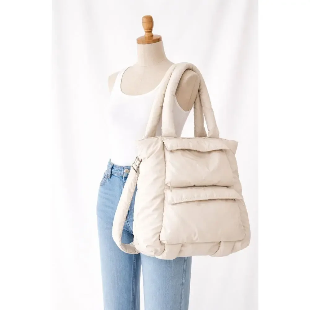 Dagne Dover Jemi Cargo Tote – Moonbeam | Puffer Style Travel Tote
